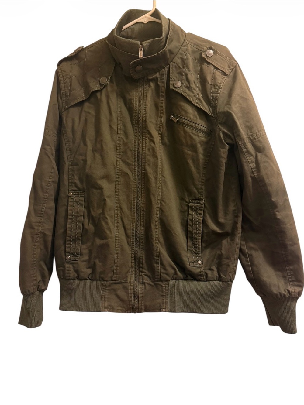 Chou Yatou Men's Olive Green Bomber Jacket Military Style